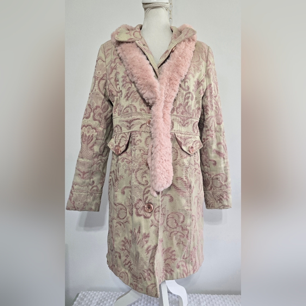 Vintage Giacca Penny Lane Coat Y2K Gallery Pink Paisley  Boho Whimsigoth Large.